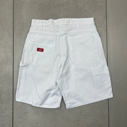Vintage Dickies Workwear Carpenter White Baggy Shorts - 32