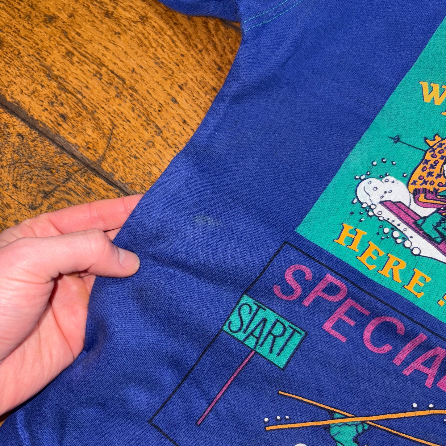 Vintage 90s Ski Snow Blue Graphic Sweatshirt - XL