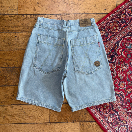 Vintage Embroidered Y2K Hip Hop Baggy Blue Shorts Jorts - 32