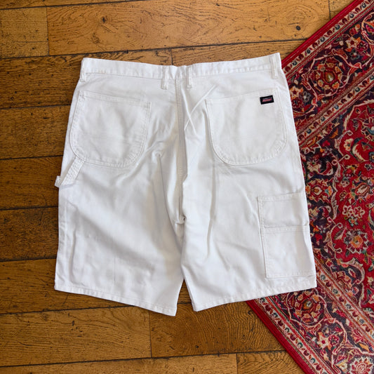 Vintage Dickies Workwear Carpenter Baggy White Shorts - 38