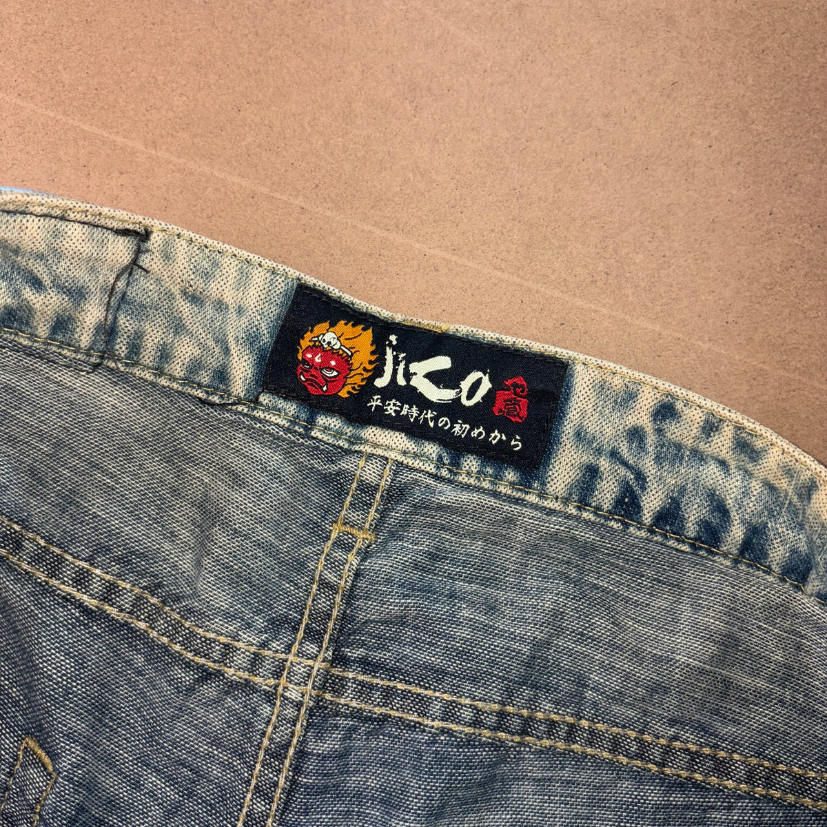 Embroidered Jizo Blue Capri Anime Japanese Denim Hip Hop Y2K Jeans - 32