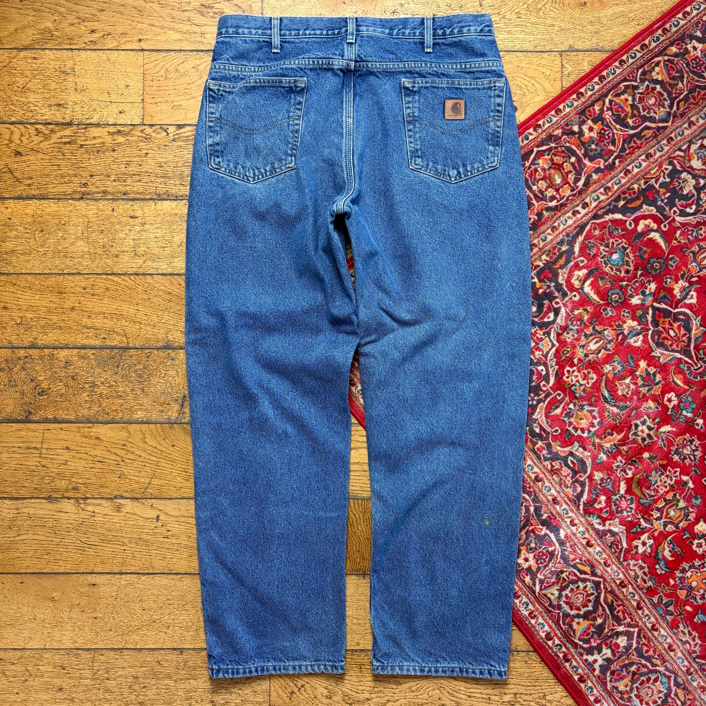 Vintage Carhartt Workwear Carpenter Baggy Blue Jeans - 36R