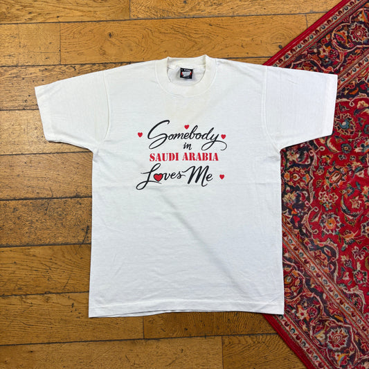 Vintage 90s Funny White Slogan Single Stitch Graphic T-Shirt - S