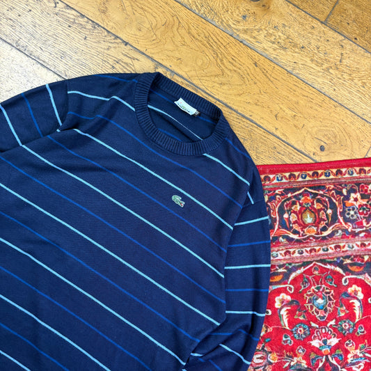 Vintage Lacoste Navy Stripe Knit Jumper - M