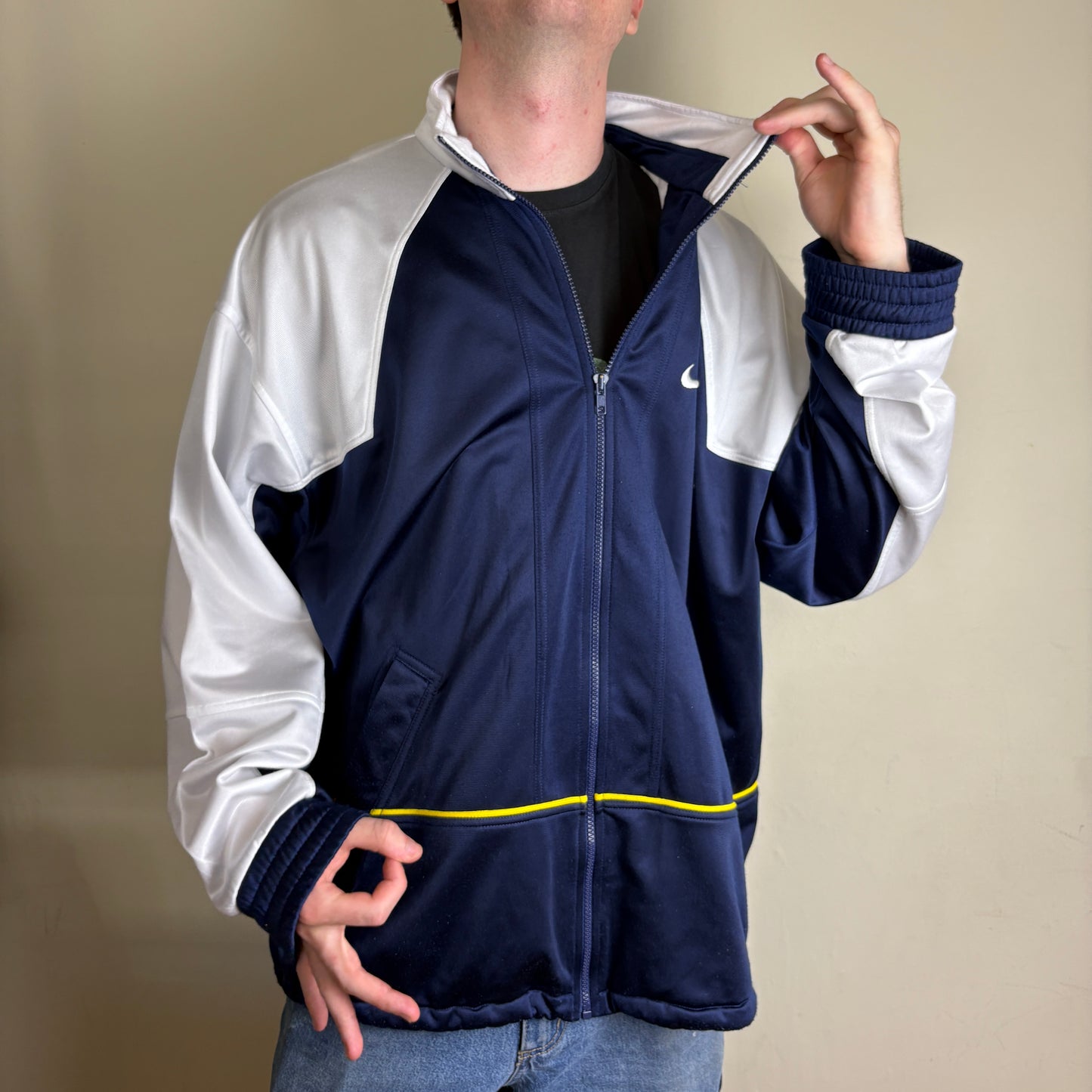 Vintage Nike Basketball 90s Navy White Tracksuit Track Jacket - XL