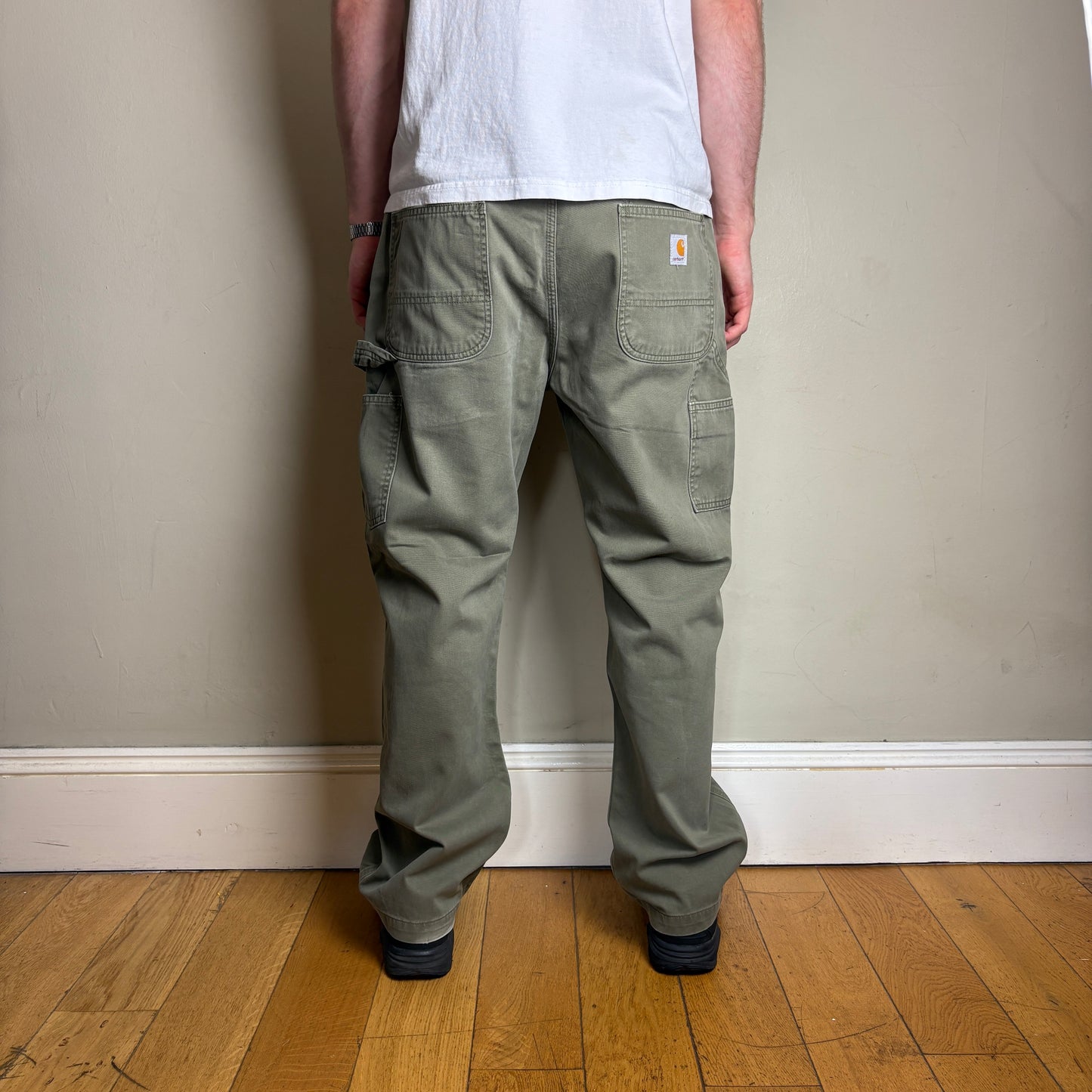 Vintage Carhartt Green Workwear Carpenter Baggy Trousers - 38S