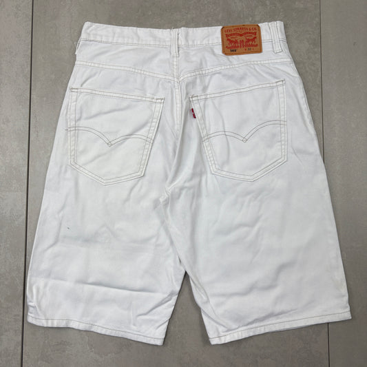 Vintage Levis 569 Baggy White Denim Shorts - 32