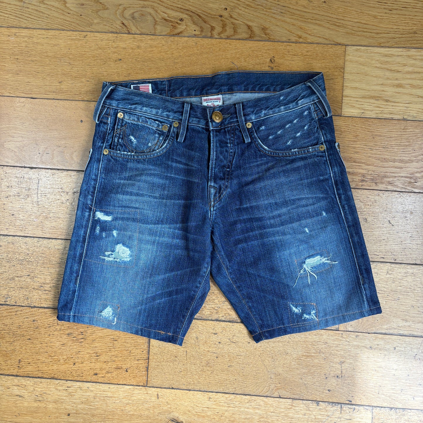Vintage True Religion Embroidered Blue Y2K Shorts Jorts - 32