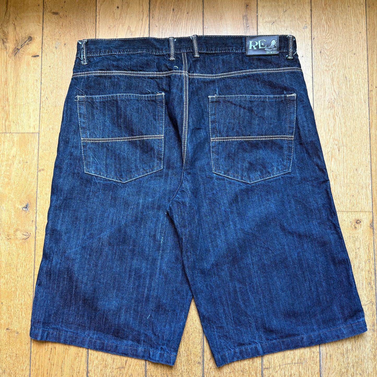 Vintage Embroidered Hip Hop Baggy Navy Shorts Jorts - 40