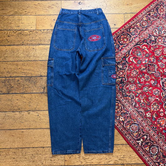 Vintage Wake Jeans Blue Embroidered Y2K Hip Hop Baggy Jeans - 26R