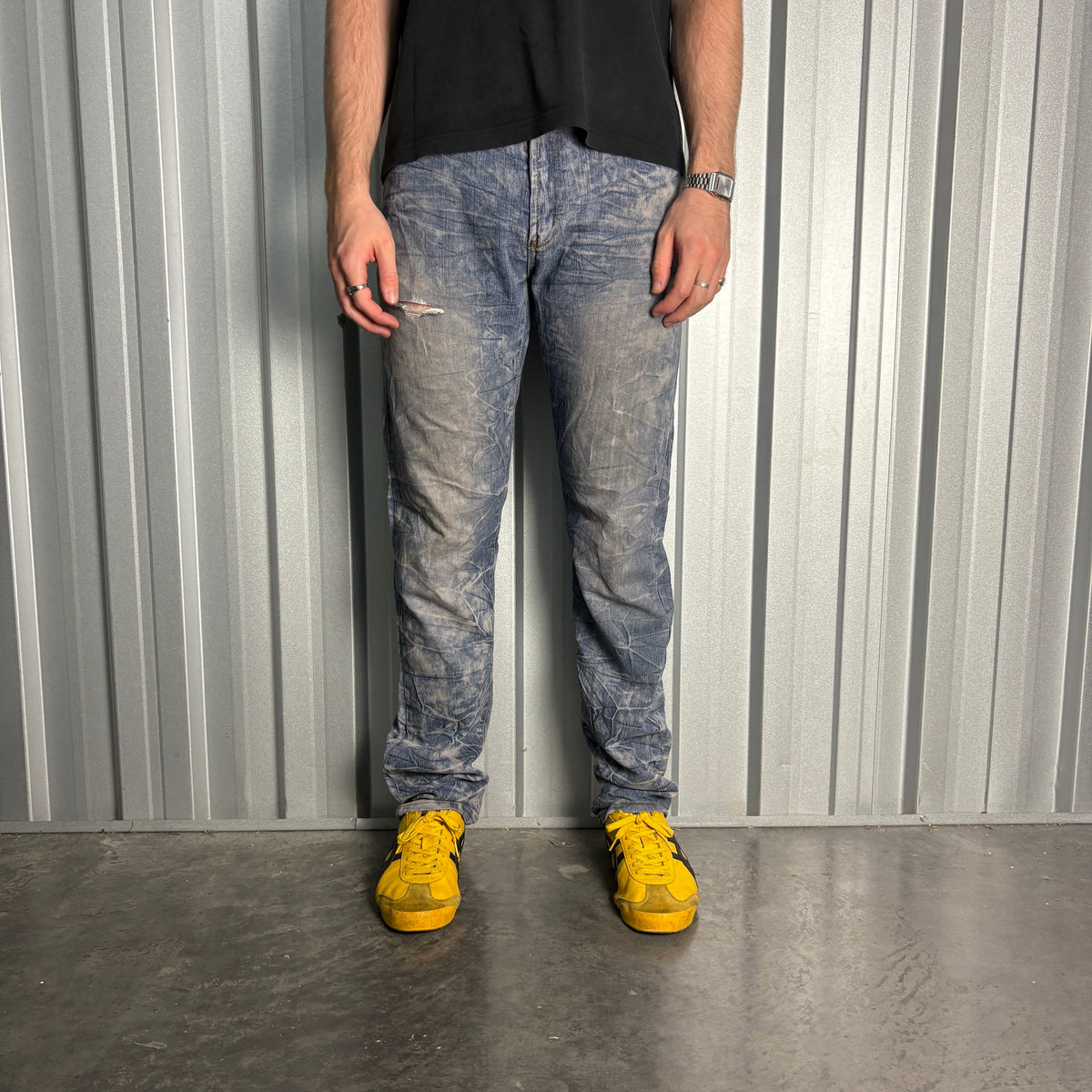 Embroidered Blue Japanese Denim Hip Hop Y2K Baggy Jeans - 34L