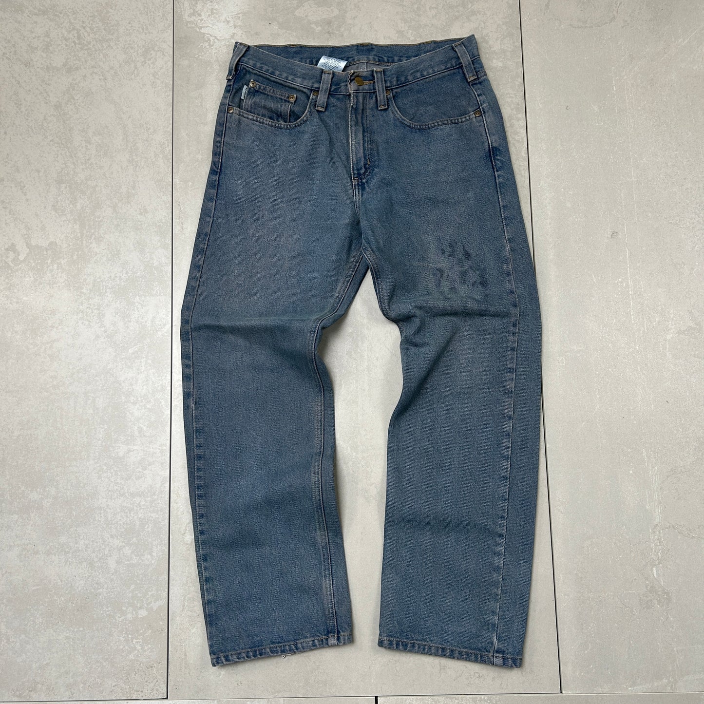 Vintage Carhartt Workwear Carpenter Baggy Blue Jeans - 32
