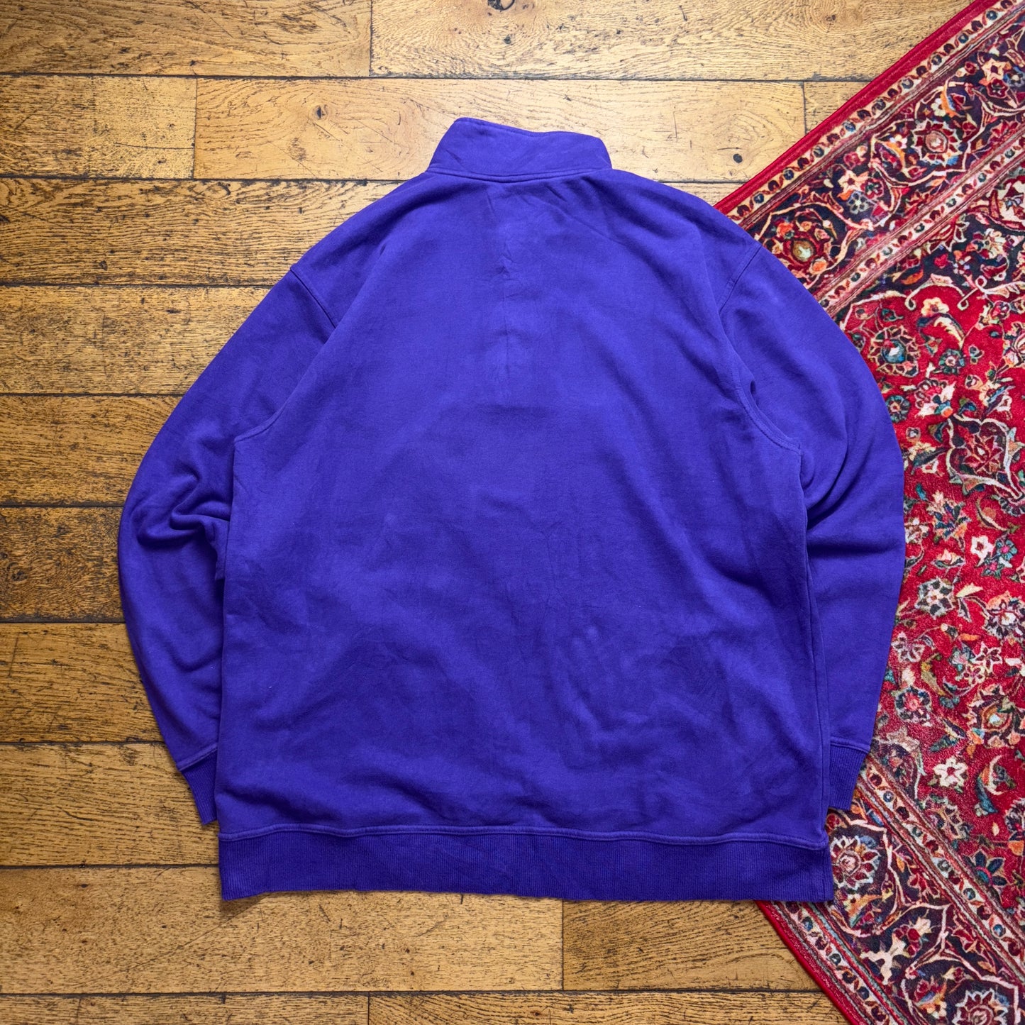 Vintage 90s Nike Swoosh Eagles Purple Embroidered Button Sweatshirt - XL