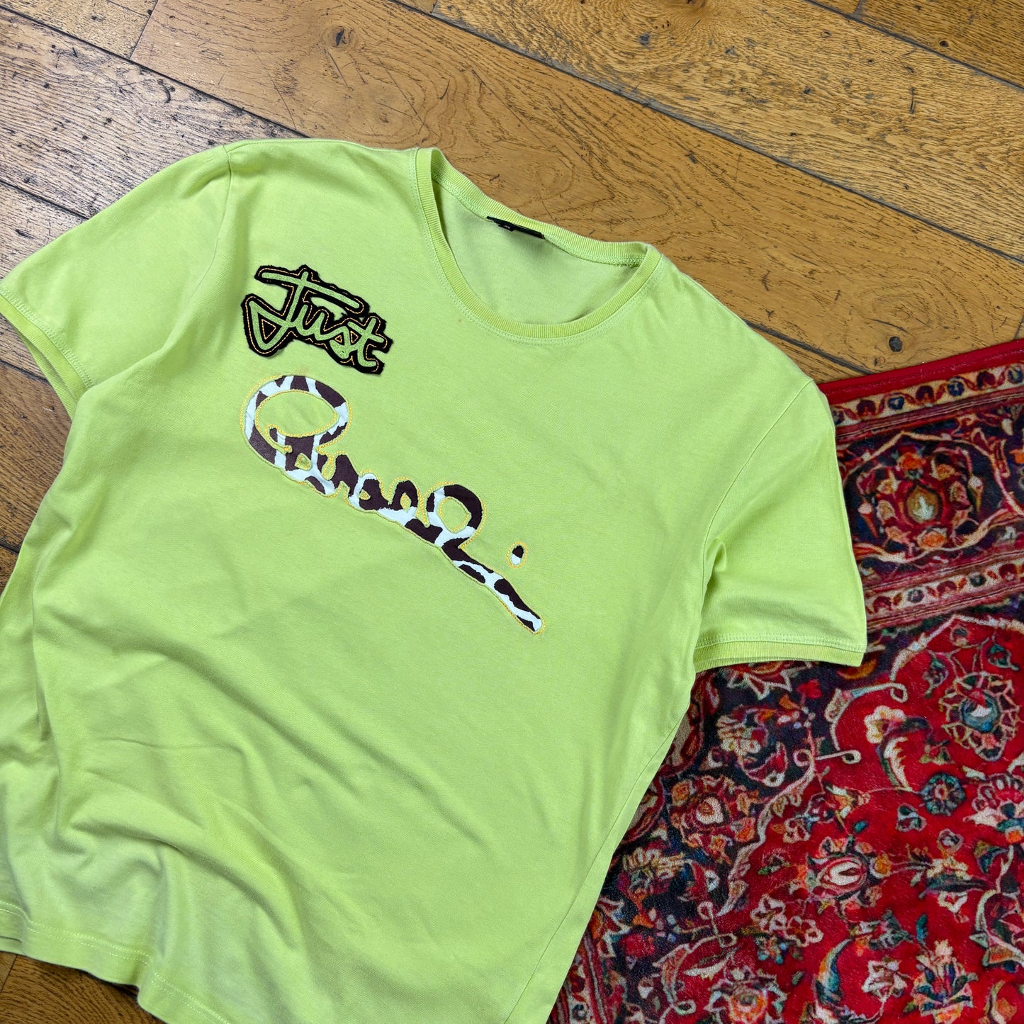 Vintage Roberto Cavalli Y2K Womens Green T-Shirt - XL