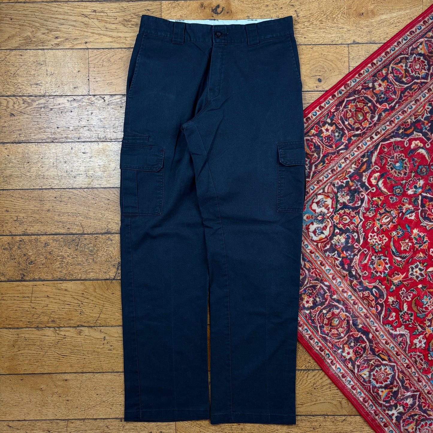 Vintage Dickies 874 Black Baggy Cargo Skate Chino Trousers - 32