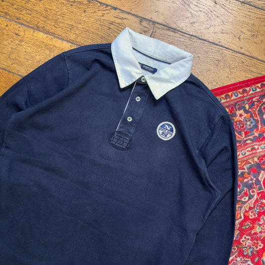 Vintage Navy North Sails Rugby Polo Shirt - S