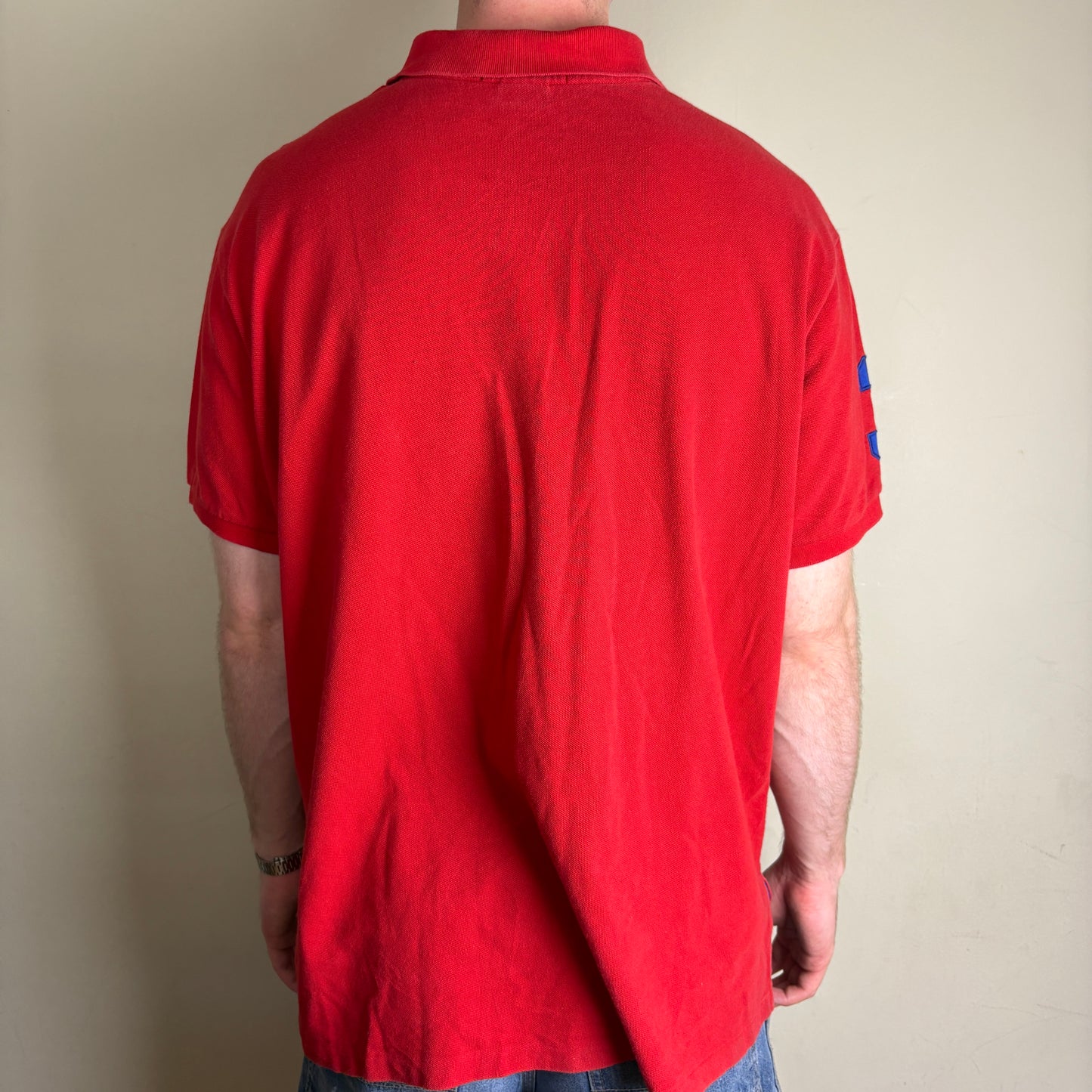 Vintage Ralph Lauren USA Big Pony Red Embroidered Polo Shirt - 2XL