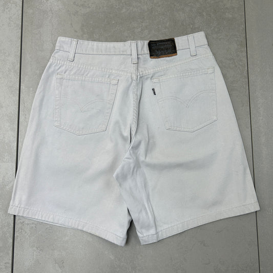Vintage Levis White Baggy Denim Shorts - 32