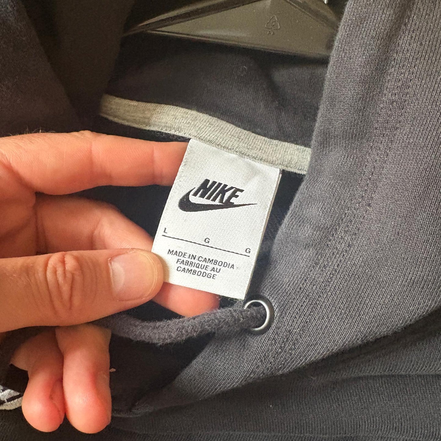 Vintage Nike Black Swoosh Hoodie Embroidered Sweatshirt -