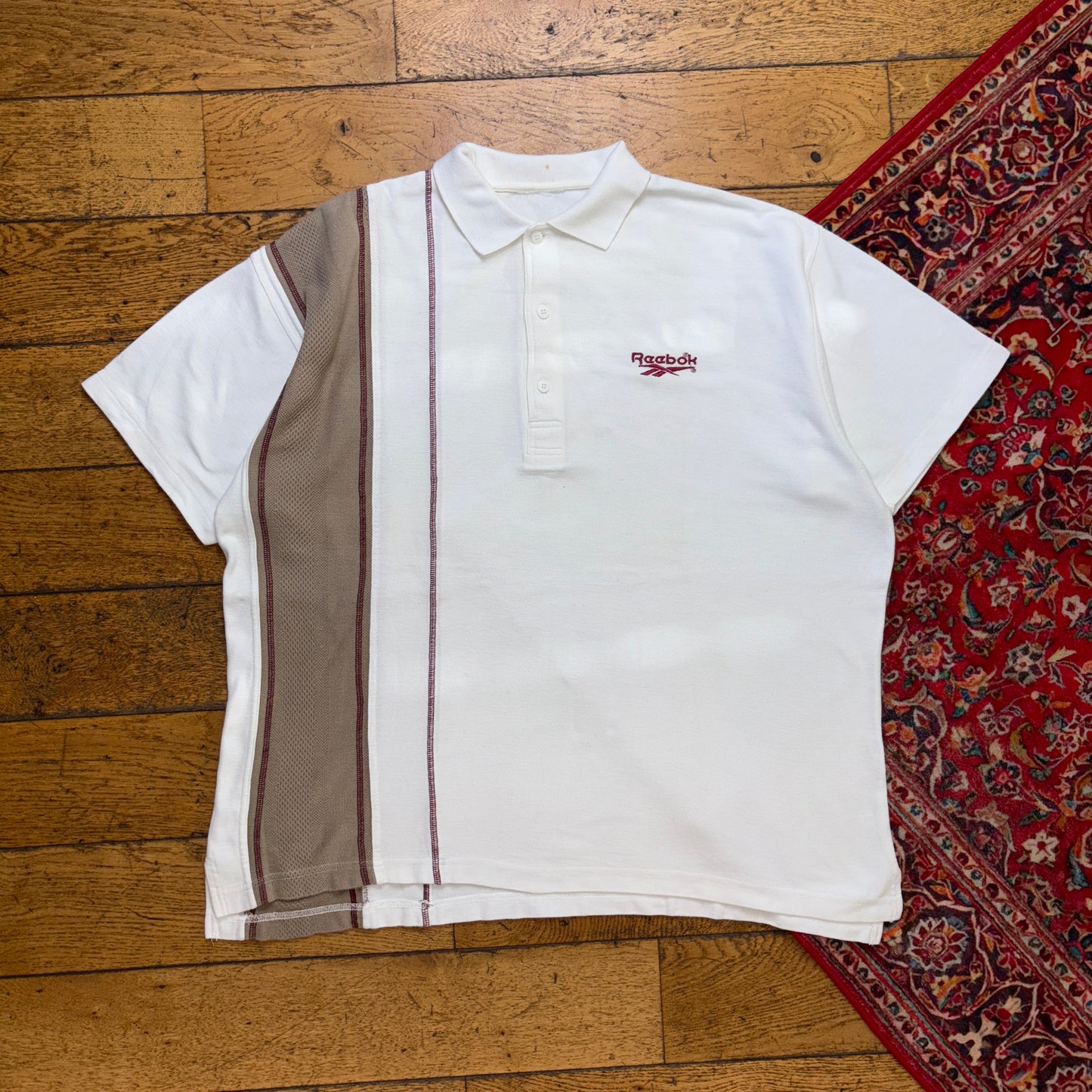 Vintage Reebok White Embroidered Polo Shirt - 2XL