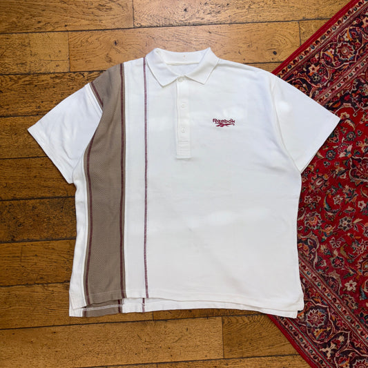 Vintage Reebok White Embroidered Polo Shirt - 2XL