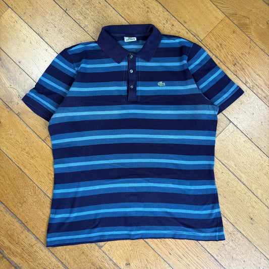 Vintage Lacoste Blue Stripe Polo Shirt - L