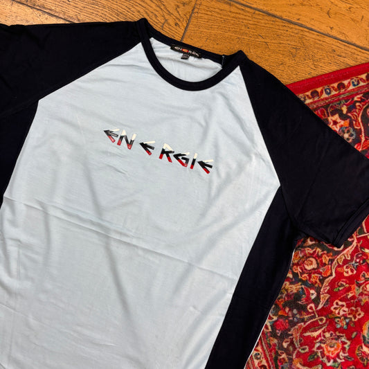 Vintage Energie Blue Raglan Skate Graphic T-Shirt - S