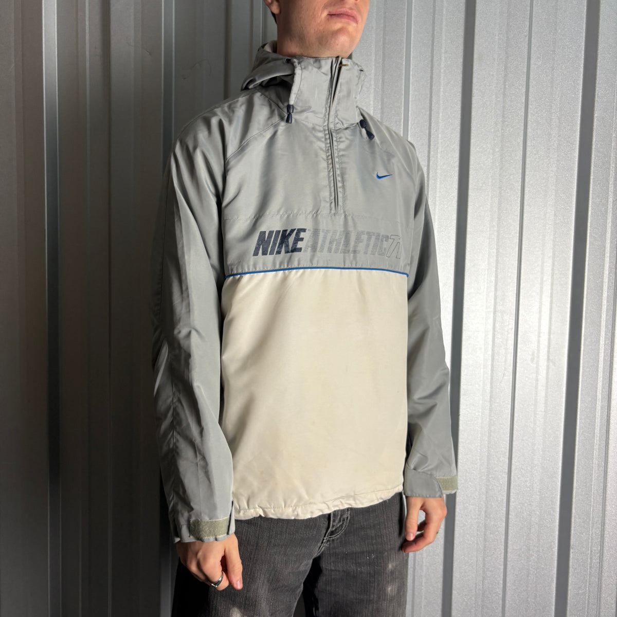 Vintage Nike 00s Y2K Grey Cream Jacket - L