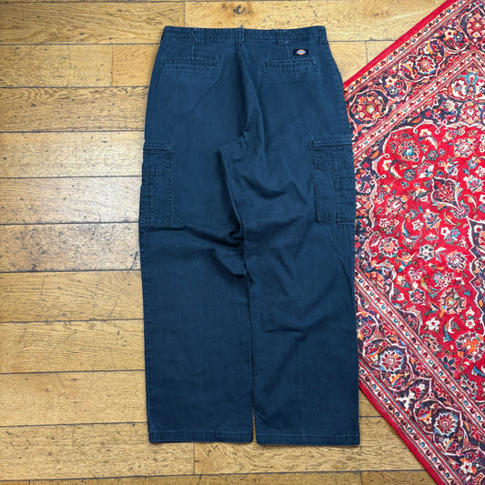 Vintage Dickies 874 Cargo Black Baggy Skate Trousers - 36