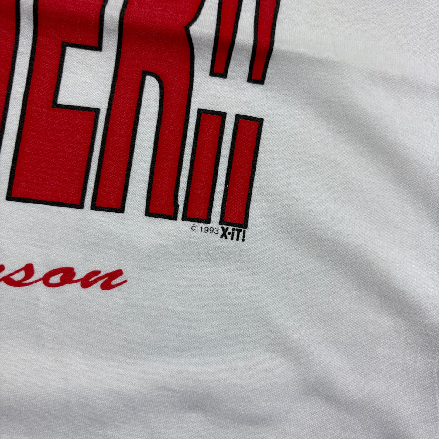 Vintage 1993 Funny Slogan White Single Stitch Graphic T-Shirt - S