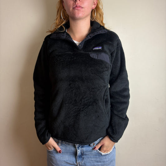 Vintage Patagonia Black Womens Fleece Gorpcore Jumper Sweatshirt - M