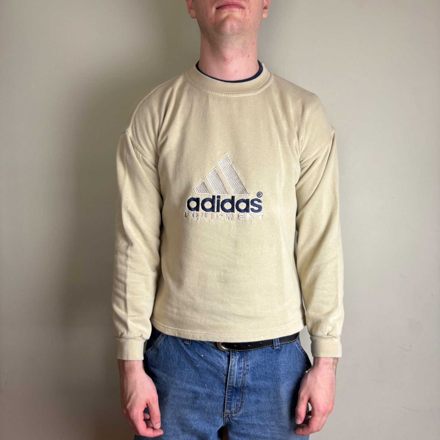Vintage Adidas Equipment Cream Embroidered Sweatshirt - S