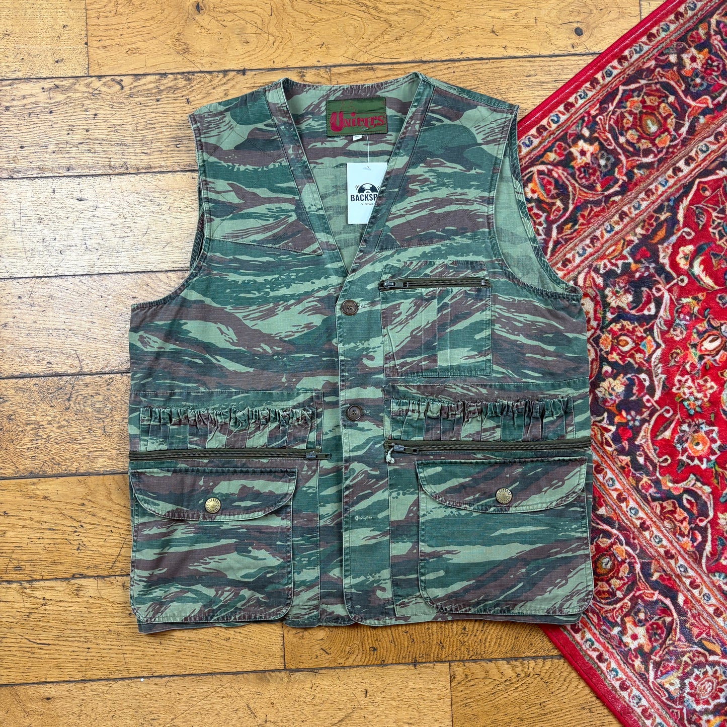 Vintage Camo Green Pattern Workwear Gilet Tactical Vest - M