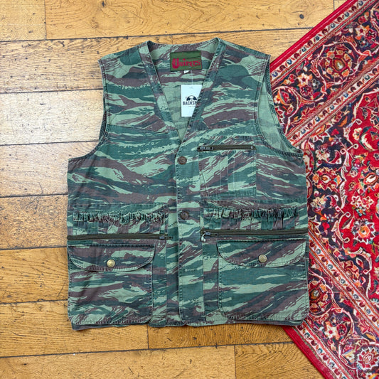 Vintage Camo Green Pattern Workwear Gilet Tactical Vest - M