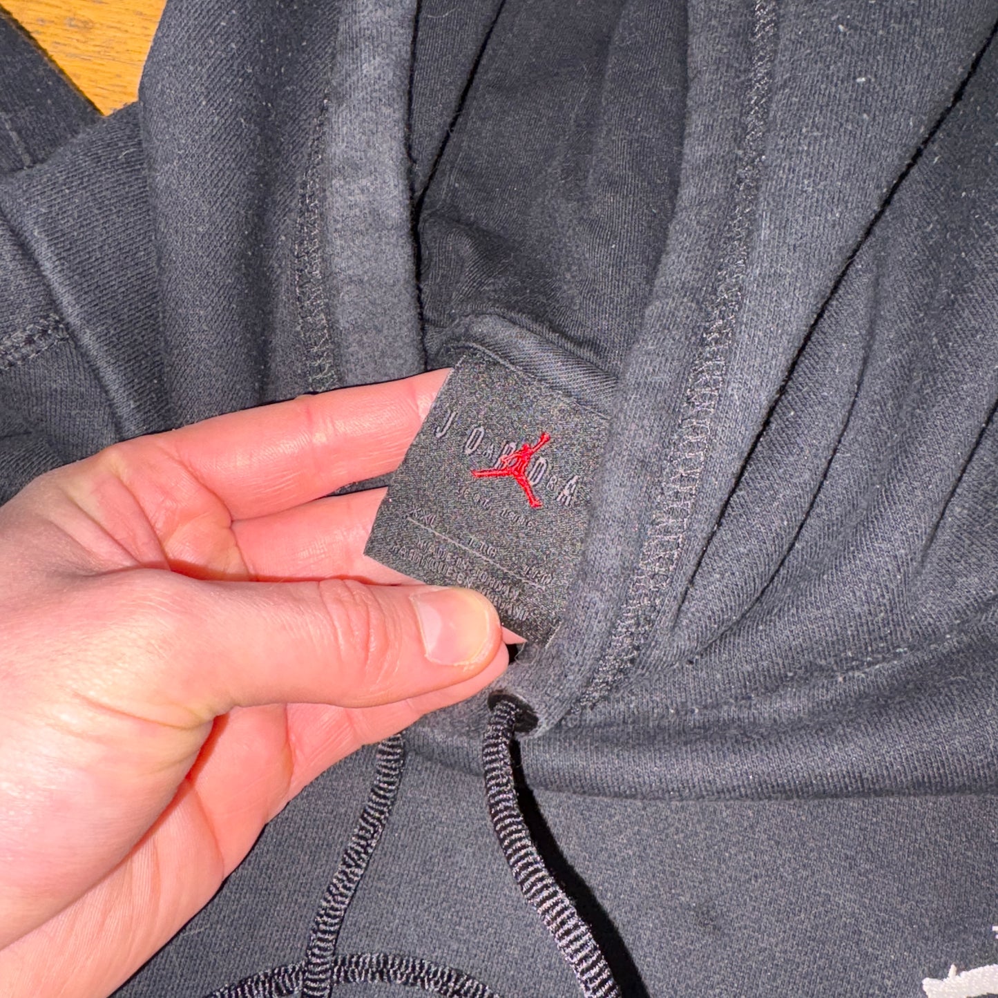 Vintage Nike Air Jordan Black Hoodie Embroidered Sweatshirt - 2XL