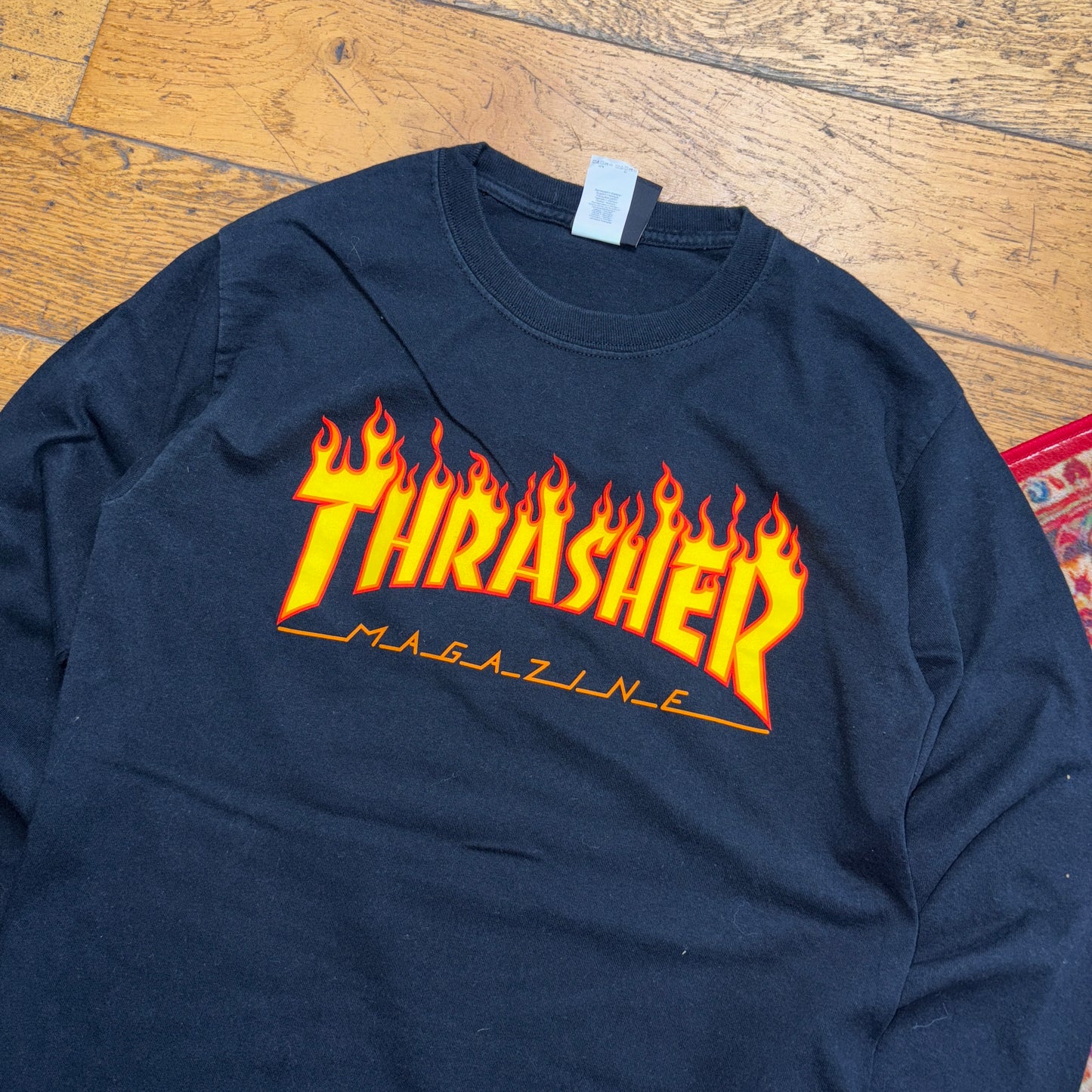 Vintage Thrasher Black Skate Flames Womens Graphic Long Sleeve T-Shirt - S
