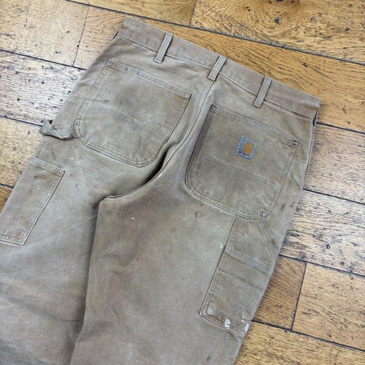 Vintage Carhartt Brown Double Knee Workwear Carpenter Baggy Trousers - 32