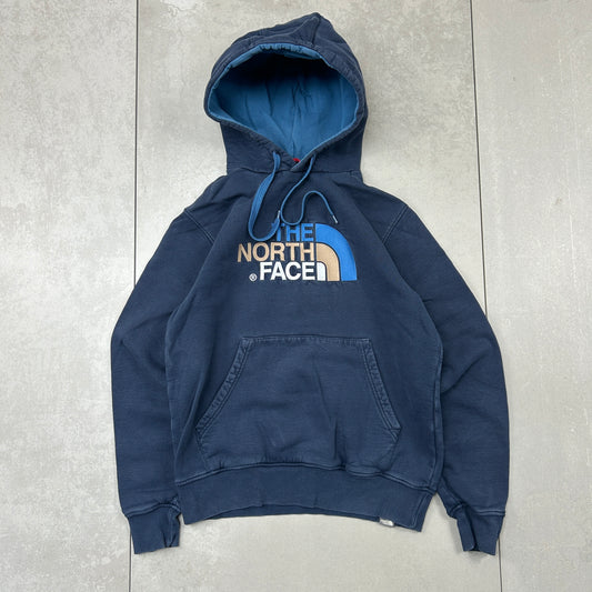 Vintage North Face Navy Embroidered Hoodie Sweatshirt - S