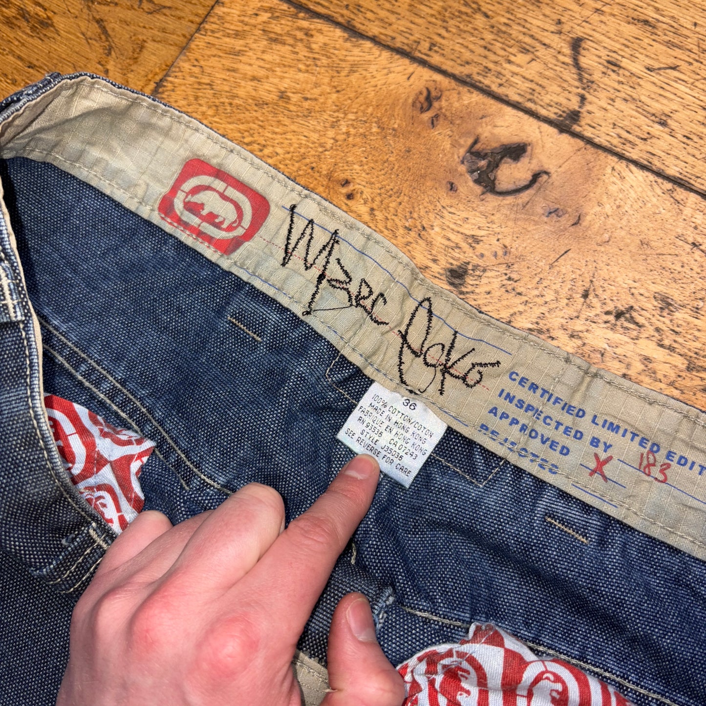 Vintage Ecko Unltd Blue Embroidered Y2K Hip Hop Baggy Jeans - 36R