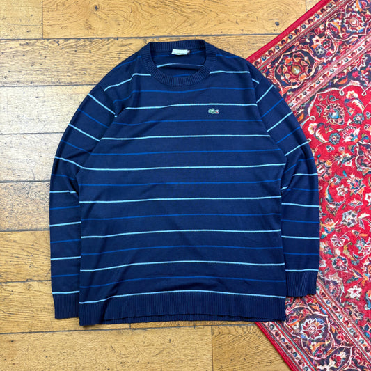 Vintage Lacoste Navy Stripe Knit Jumper - M
