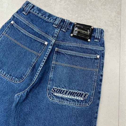 Vintage Southpole Embroidered Hip Hop Baggy Blue Shorts Jorts - 30