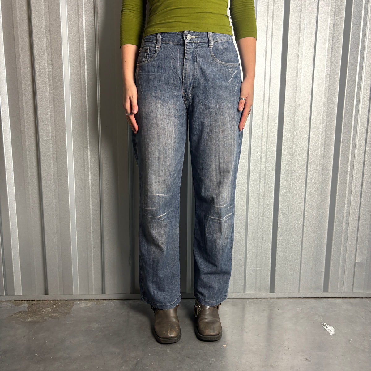 Embroidered Blue Japanese Denim Hip Hop Y2K Baggy Jeans - 30S