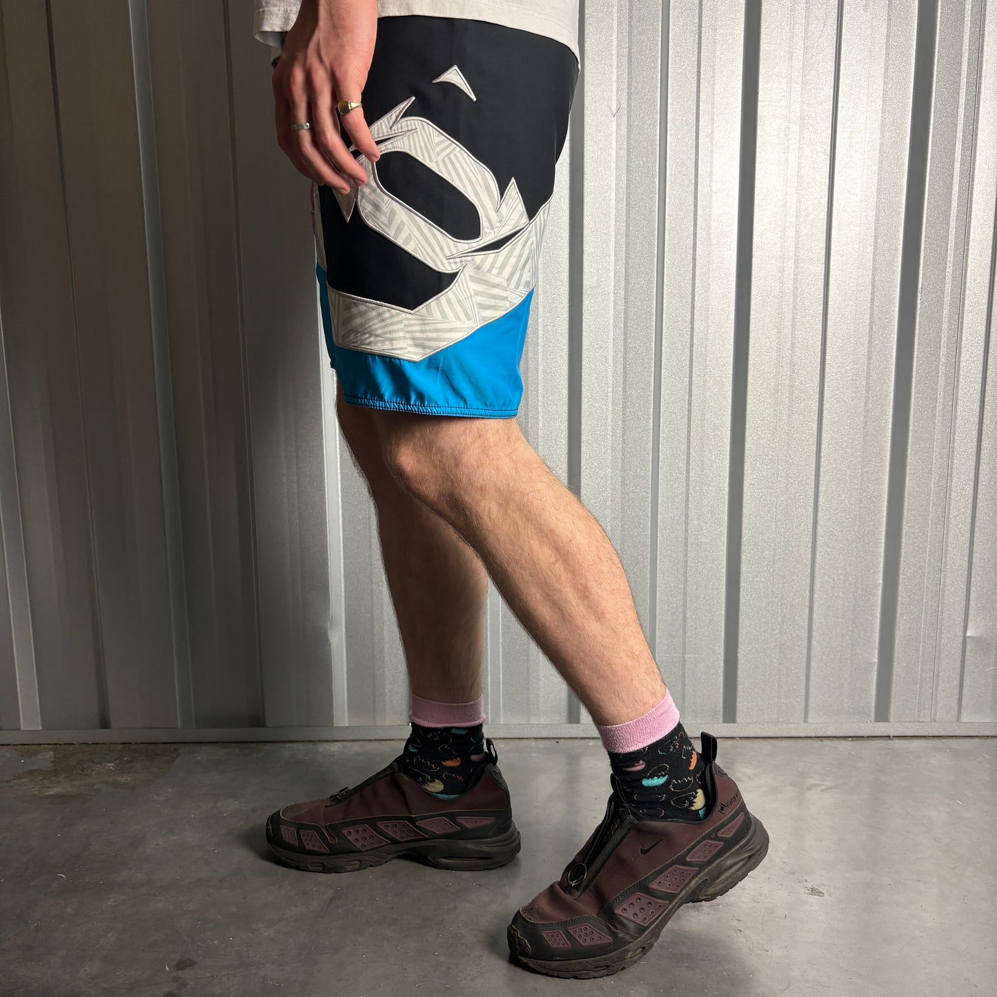 Vintage Animal Blue Black Surfwear Baggy Boardshorts Swimming Trunks - 30