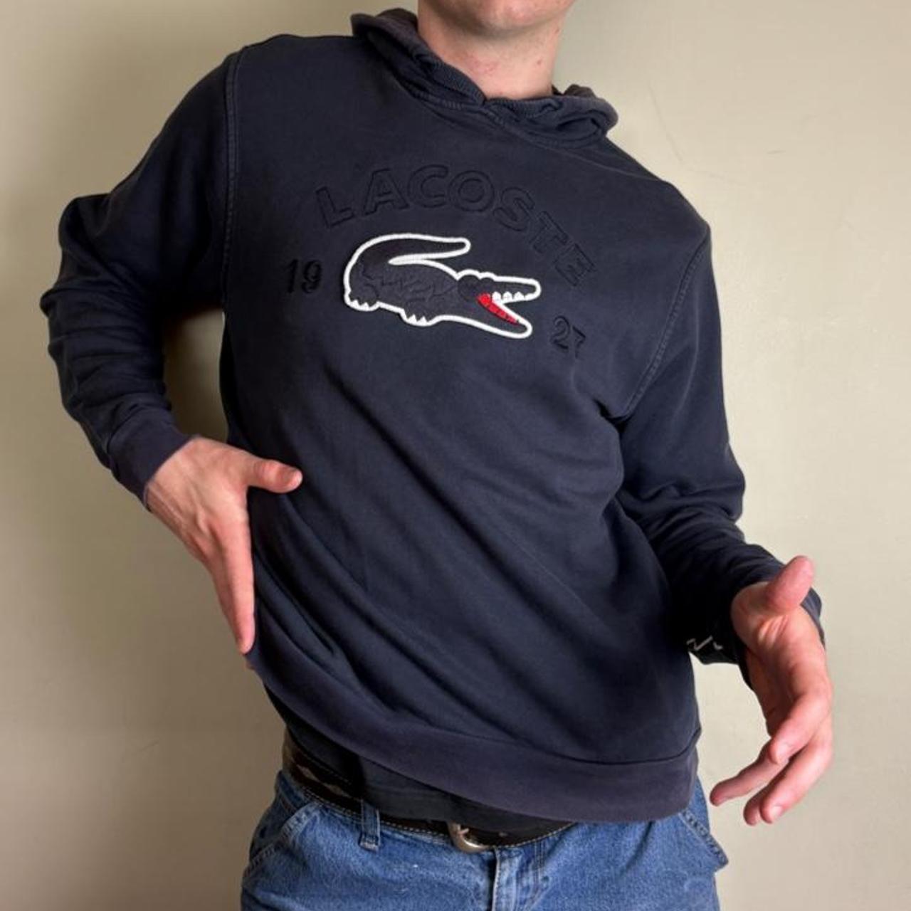 Vintage Lacoste Embroidered Navy Hoodie Sweatshirt - S