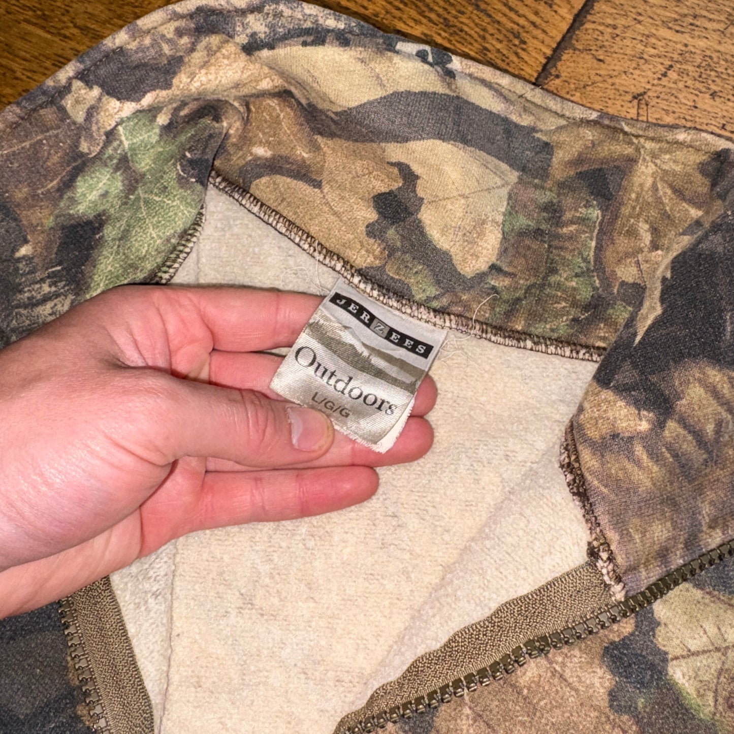 Vintage Realtree Camo Green Quarter Zip Sweatshirt - L
