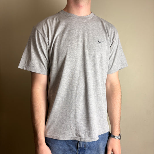 Vintage 90s Nike Grey Embroidered Swoosh T-Shirt - M