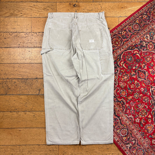 Vintage Gap Cream White Baggy Carpenter Corduroy Cords Trousers - 36