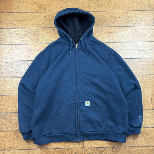 Vintage Carhartt Navy Zip Hoodie Sweatshirt - XXL