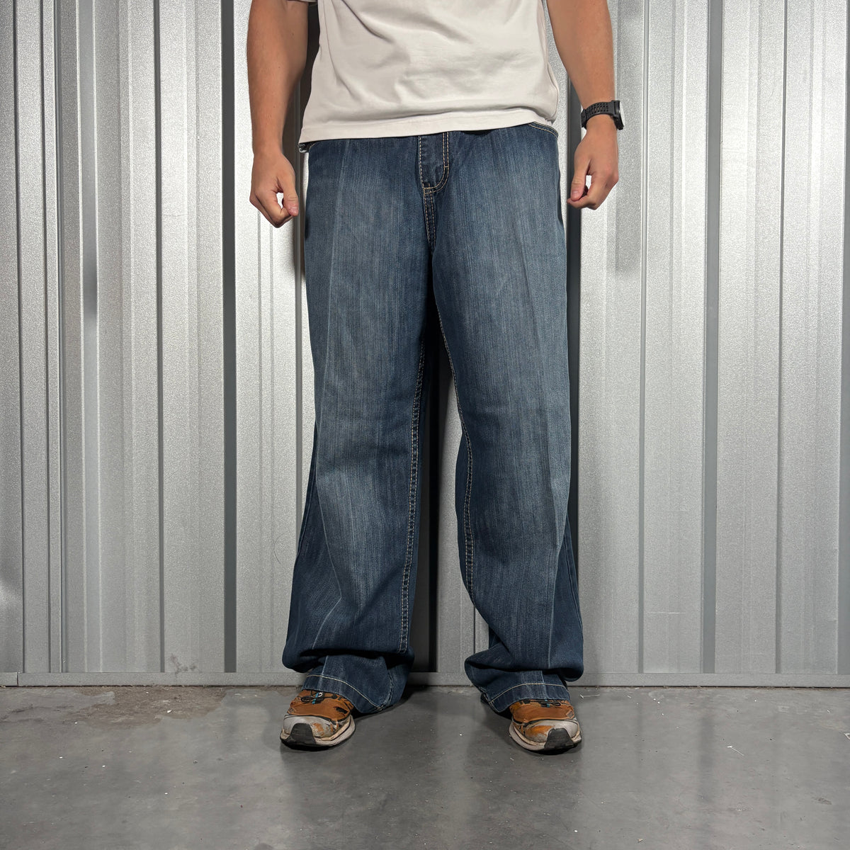 Southpole Embroidered Y2K Baggy Hip Hop blue Jeans - 42L