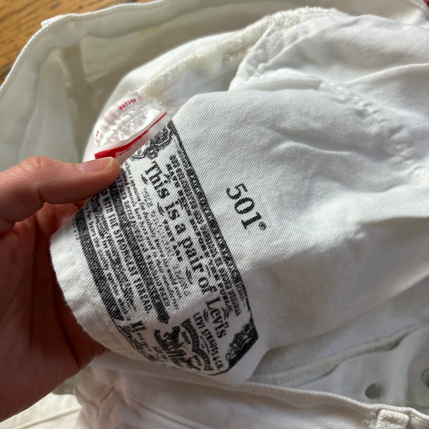 Vintage Levis 501 Straight White Denim Jeans - 36L